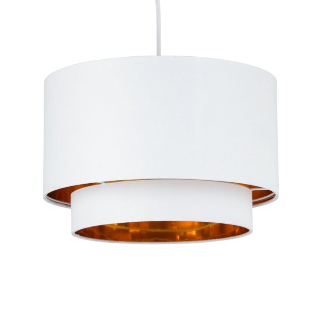 First Choice Lighting Kozy - White & Gold 30cm Pendant Shade - image 1