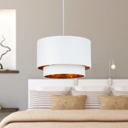 First Choice Lighting Kozy - White & Gold 30cm Pendant Shade - thumbnail 5