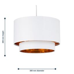 First Choice Lighting Kozy - White & Gold 30cm Pendant Shade - thumbnail 6