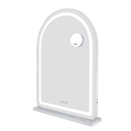 Downton Interiors White Metal Frame LED Vanity Dressing Tabletop Mirror 70cm - Soho Collection - Size: 700mm - thumbnail 6