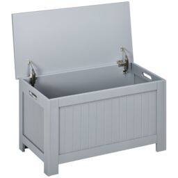 HOMCOM Storage Box Toy Chest Cabinet Unit Organizer with Lid & Safety Hinges in Grey - thumbnail 2