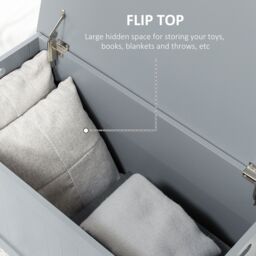 HOMCOM Storage Box Toy Chest Cabinet Unit Organizer with Lid & Safety Hinges in Grey - thumbnail 4