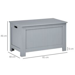 HOMCOM Storage Box Toy Chest Cabinet Unit Organizer with Lid & Safety Hinges in Grey - thumbnail 3