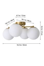 Living and Home Modern 4-Light Ceiling Light in White - thumbnail 2