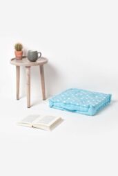 Homescapes Cotton Stars Floor Cushion in Blue - Size: 40 cm x 40 cm - thumbnail 2