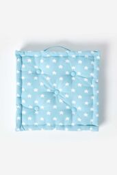 Homescapes Cotton Stars Floor Cushion in Blue - Size: 40 cm x 40 cm - thumbnail 3