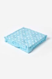 Homescapes Cotton Stars Floor Cushion in Blue - Size: 40 cm x 40 cm - thumbnail 1