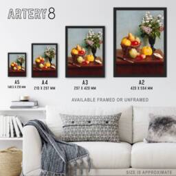 "Artery8 Still Life with Flowers & Fruit Latour Wall Art Poster Print in Yellow - Size: W18"" x H24""" - thumbnail 3