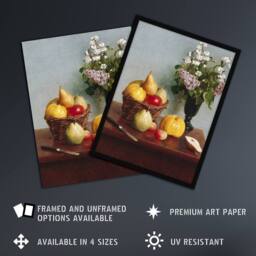 "Artery8 Still Life with Flowers & Fruit Latour Wall Art Poster Print in Yellow - Size: W18"" x H24""" - thumbnail 2