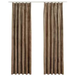 Berkfield Home Blackout Curtains 2 pcs with Hooks Velvet Beige 140x225 cm