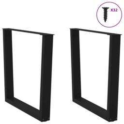 Berkfield Home Modern Dining Table Legs V-Shape 2 pcs Black 90x(72-73.3) cm Steel - thumbnail 1