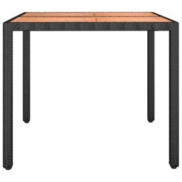 Berkfield Home Garden Table with Wooden Top Black Poly Rattan&Solid Wood Acacia - thumbnail 4