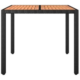 Berkfield Home Garden Table with Wooden Top Black Poly Rattan&Solid Wood Acacia - thumbnail 3