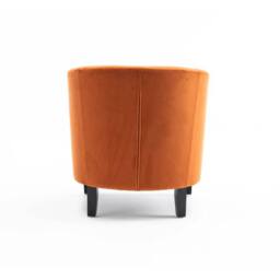 NESTLUNE Burnt Orange Velvet Tub Chair Black Legs Armchair - Size: 100 cm x 60 cm - thumbnail 4