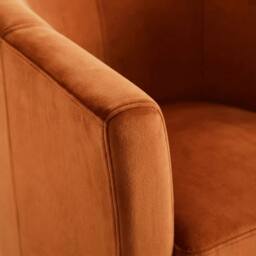 NESTLUNE Burnt Orange Velvet Tub Chair Black Legs Armchair - Size: 100 cm x 60 cm - thumbnail 3