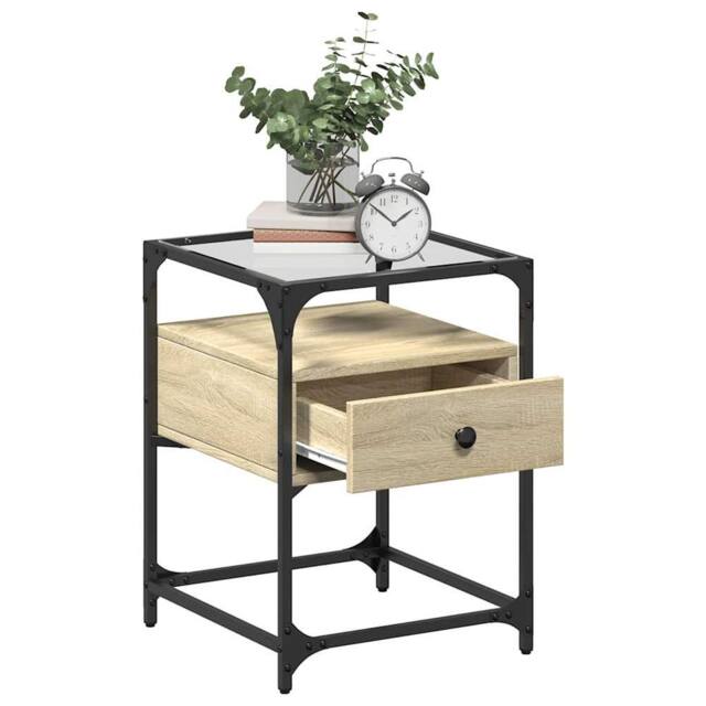Berkfield Home Decorative Bedside Cabinet Sonoma Oak 40x40x55 cm Engineered Wood in Light Tan - Size: 40 x 40 x 55 cm - image 1