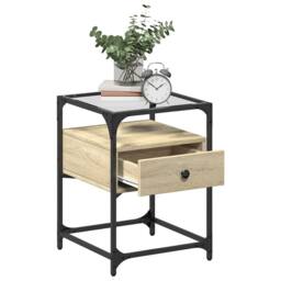 Berkfield Home Decorative Bedside Cabinet Sonoma Oak 40x40x55 cm Engineered Wood in Light Tan - Size: 40 x 40 x 55 cm - thumbnail 1