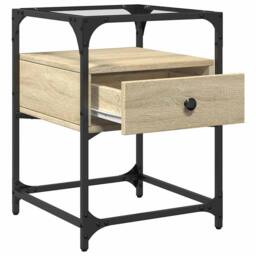 Berkfield Home Decorative Bedside Cabinet Sonoma Oak 40x40x55 cm Engineered Wood in Light Tan - Size: 40 x 40 x 55 cm - thumbnail 7