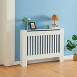 Havendro Traditional Wood Wall Cabinet MDF Slats, White, M in White - thumbnail 3