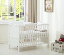 MCC Direct CozyCubs Wooden Baby Cot Bed With Top Changer Orlando in White - Size: 1 Pack