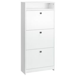 HOMCOM Shoe Storage Cabinet Footwear Rack Organiser with 3 Flip up Drawers in White - thumbnail 2