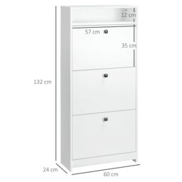 HOMCOM Shoe Storage Cabinet Footwear Rack Organiser with 3 Flip up Drawers in White - thumbnail 3