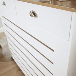 Home Source Batley Radiator Cover Grill Shelf Cabinet Two Drawers MDF Modern White - thumbnail 3