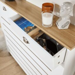 Home Source Batley Radiator Cover Grill Shelf Cabinet Two Drawers MDF Modern White - thumbnail 5