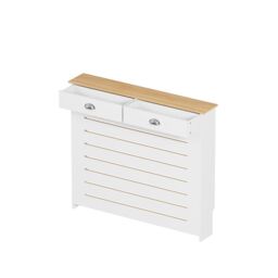 Home Source Batley Radiator Cover Grill Shelf Cabinet Two Drawers MDF Modern White - thumbnail 9