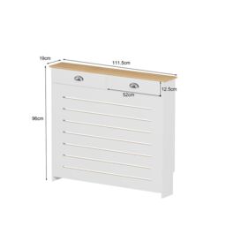 Home Source Batley Radiator Cover Grill Shelf Cabinet Two Drawers MDF Modern White - thumbnail 8