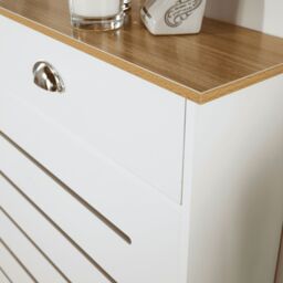 Home Source Batley Radiator Cover Grill Shelf Cabinet Two Drawers MDF Modern White - thumbnail 4