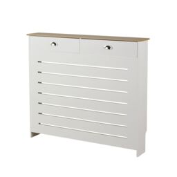 Home Source Batley Radiator Cover Grill Shelf Cabinet Two Drawers MDF Modern White - thumbnail 7