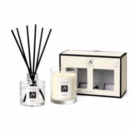 Aroma Naturals Minimalist Luxe Candle & Reed Diffuser Gift Set Purete Noir Scent in White - Size: Medium - thumbnail 4