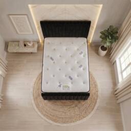 "Somnior Eleanor Velvet Divan Bed Mattress 2 Draw 54"" Headboard 22"" Footboard in Black - Size: Single" - thumbnail 3