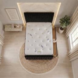 "Somnior Eleanor Velvet Divan Bed Mattress 2 Draw 54"" Headboard 22"" Footboard in Black - Size: Single" - thumbnail 4