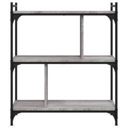 Berkfield Home Bookcase 3-Tier Grey Sonoma 76x32x88 cm Engineered Wood - Size: 76 x 32 x 88 cm - thumbnail 4