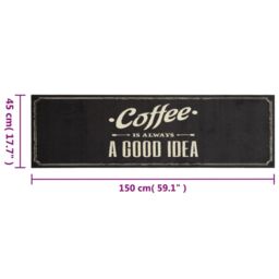 Berkfield Home Kitchen Rug Washable Coffee Text 45x150 cm Velvet in Black - thumbnail 5