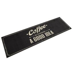 Berkfield Home Kitchen Rug Washable Coffee Text 45x150 cm Velvet in Black
