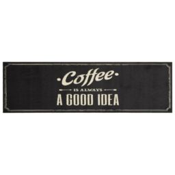 Berkfield Home Kitchen Rug Washable Coffee Text 45x150 cm Velvet in Black - thumbnail 2