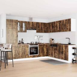 Berkfield Home 14 Piece Kitchen Cabinet Set Kalmar Smoked Oak Engineered Wood in Brown - thumbnail 3