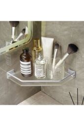 Living and Home Acrylic Corner Shower Caddy Adhesive Wall Mounted Bathroom Shower Shelf Organizer in Silver - thumbnail 3