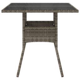 Berkfield Home Garden Table with Glass Top Grey 80x80x75 cm Poly Rattan - Size: 80 x 80 x 75 cm - thumbnail 5