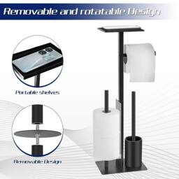 NESTLUNE Free Standing Stainless Steel Toilet Paper Holder in Black - Size: 180 cm width x 180 cm drop - thumbnail 3