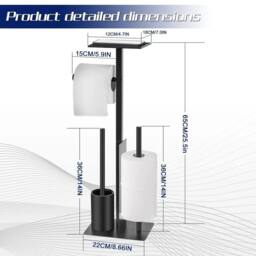 NESTLUNE Free Standing Stainless Steel Toilet Paper Holder in Black - Size: 180 cm width x 180 cm drop - thumbnail 2