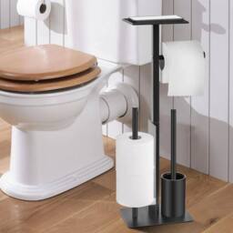 NESTLUNE Free Standing Stainless Steel Toilet Paper Holder in Black - Size: 180 cm width x 180 cm drop - thumbnail 4