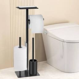 NESTLUNE Free Standing Stainless Steel Toilet Paper Holder in Black - Size: 180 cm width x 180 cm drop - thumbnail 5