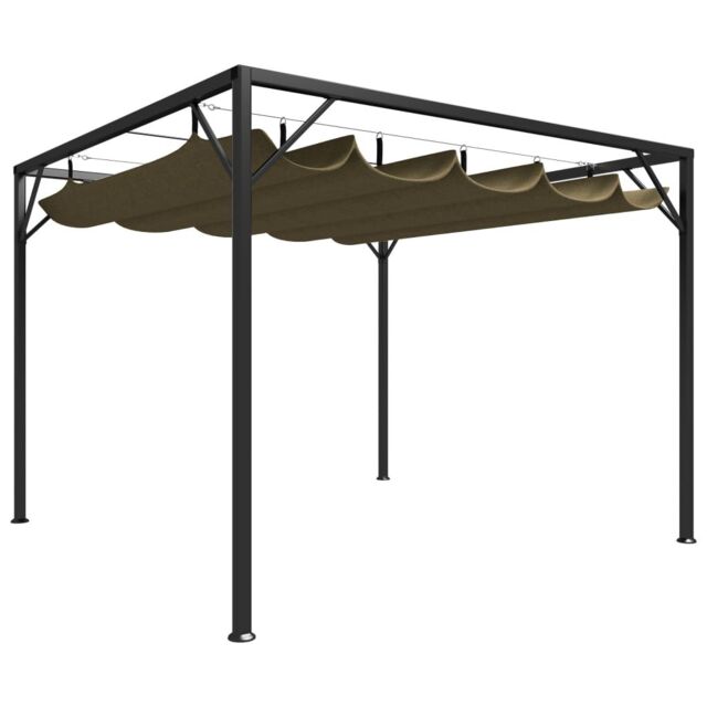 Berkfield Home Garden Gazebo with Retractable Roof 3x3 m Taupe 180 g/m ² in Beige - image 1
