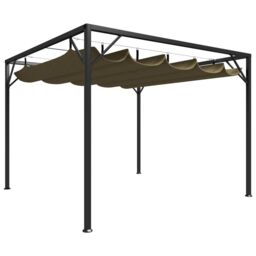 Berkfield Home Garden Gazebo with Retractable Roof 3x3 m Taupe 180 g/m ² in Beige