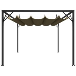 Berkfield Home Garden Gazebo with Retractable Roof 3x3 m Taupe 180 g/m ² in Beige - thumbnail 2