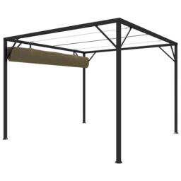 Berkfield Home Garden Gazebo with Retractable Roof 3x3 m Taupe 180 g/m ² in Beige - thumbnail 5